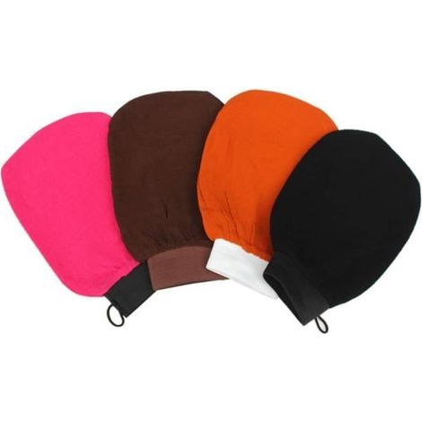 Gants de gommage - Lot de 4 - Pour le visage et le corps - Idéal bain ou sauna - Mixte (1/4)