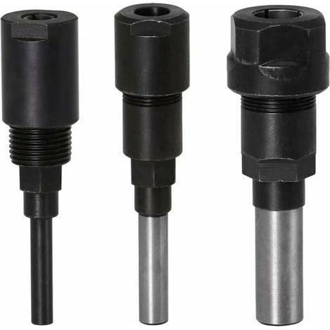 Router Collet Extension Bit de routeur Extension de collet et rognage Découpage Machine de gravure Extender Porte-mandrin de travail du bois Fraise (1/4 Shank+8MM Shank+1/2 Shank) (1/4)