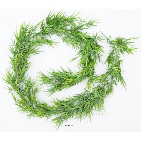 Guirlande de bambou artificiel ramifiée plastique L 180 cm 72 feuilles Vert (1/3)