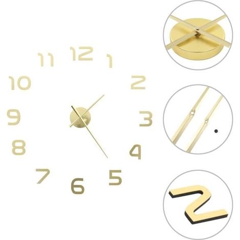 Horloge murale vidaXL 3D, design moderne, 100 cm XXL, or (1/2)