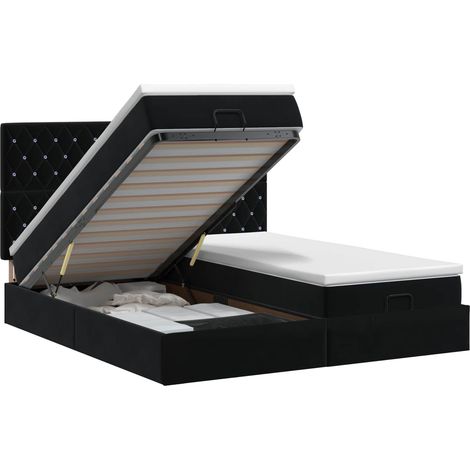 Cama otomana con colchón con cabecera 2 uds. Negro Terciopelo vidaXL (1/5)