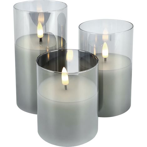 Lampe de table décorative à 3 bougies en verre LED 3x0,2 W avec télécommande TRIO Struhm (1/2)