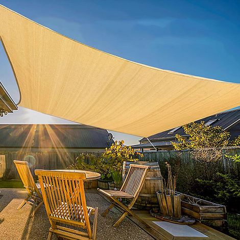 Voile d&aposombrage rectangulaire 200 x 600 cm, résistante, anti UV, anti décoloration et antirouille, avec œillets, pour terrasse (1/5)