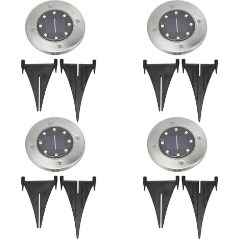 Lot de 4 lampes solaires étanches à 8 LED pour jardin, terrasse, allée et pelouse-AquaForge (1/5)