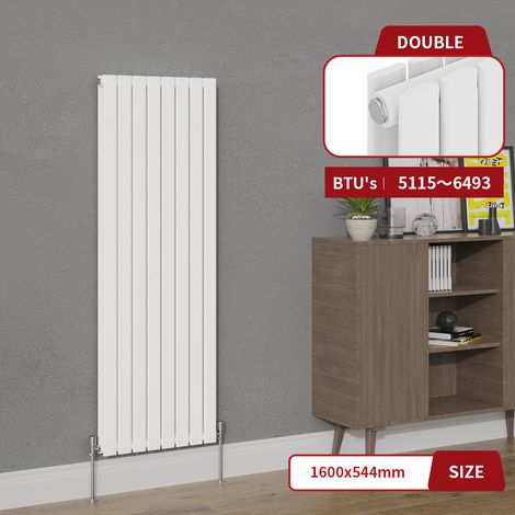 Warmehaus White Double Column Flat Panel Vertical Radiator 1600x544mm (1/5)