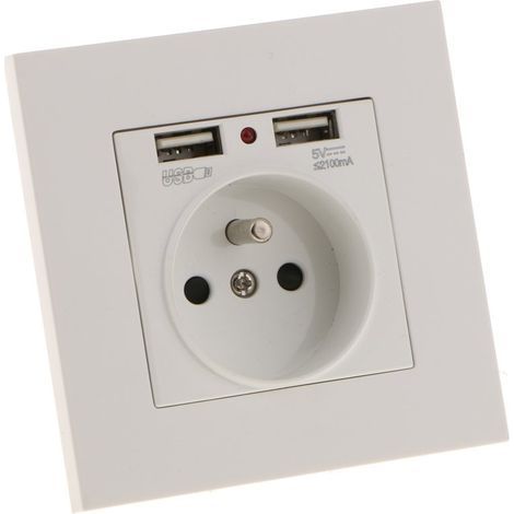 Presa a muro Sharplace, presa a muro, doppia USB 5V/2100mA, comoda e facile da gestire presa USB a 2 porte (1/3)