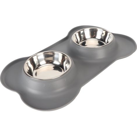 Gamelles pour chiens anti-déversement et antidérapantes en acier inoxydable avec tapis en silicone pour chiens de petite, moyenne et grande taille. (1/5)