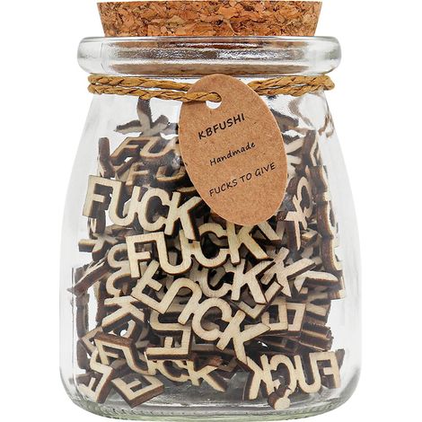 Bouteille de lettres en bois découpées: Modèle classique en jarre de verre, 50 pièces en bois brun, dimension 9x7x7cm, cadeau créatif pour anniversaire Noël bureau (1/5)