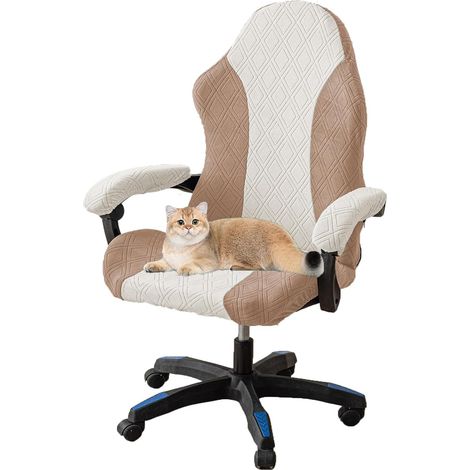 Funda para silla gaming, funda para silla de oficina, funda para silla gaming con reposabrazos elásticos, funda para asiento de silla de ordenador, funda para silla gaming, color caqui. (1/5)