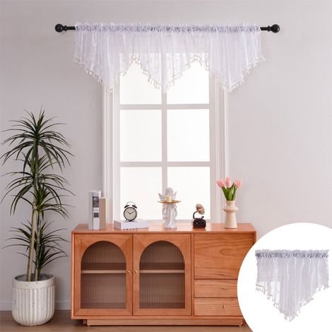 Voile - Rideau Haut Pour Fenêtre - 140 x 60 cm - Polyester - Filtre La Lumière - Pour Cuisine Salon Balcon - 1 Pièce (1/5)