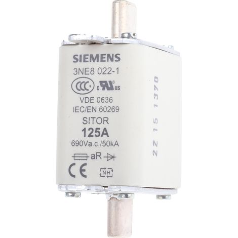 Fusible BS88 à pattes centrées 125A Siemens NH00 690V c.a., aR ( Prix pour Paquet de 3 )