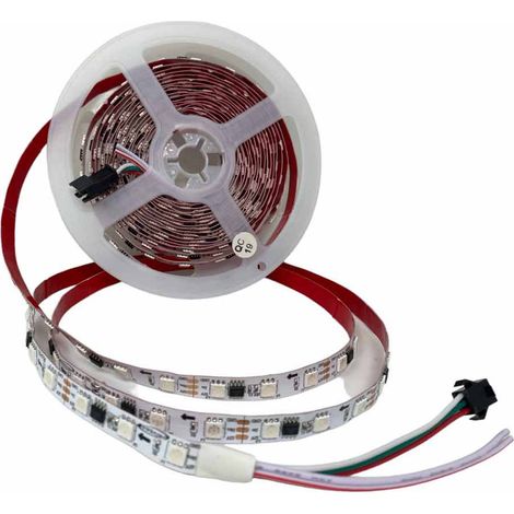 Strip striscia indirizzabile RGB 300 led 5050 48 watt 12v bobina da 5 mt con telecomando regolatore vari effetti (1/4)