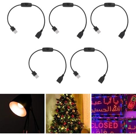 USB-Kabel mit Ein-/Ausschalter, 2-poliger PVC-Stecker (männlich/weiblich), 5 Stück für Dashcam und LED (1/5)