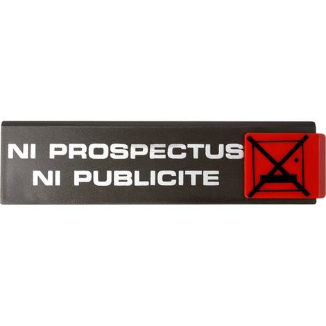 Plaque de porte Ni prospectus ni publicité - Europe design 175x45mm - 4261317