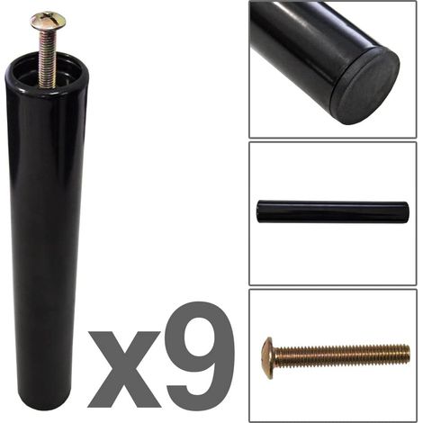 Lot de 8 pieds de sommier en métal 25 cm – Diamètre 3.8 cm – Visserie incluse – Antidérapants pour stabilité – Cadentro