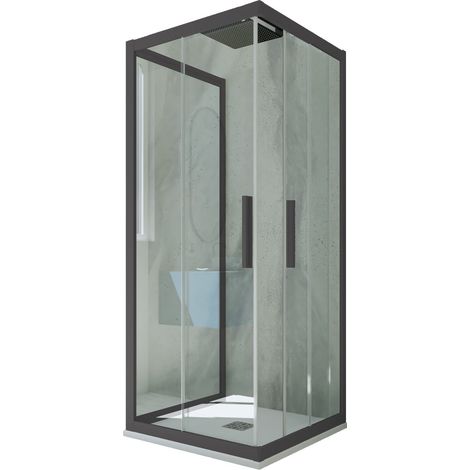 3-seitige Duschkabine 80x80x80 Klarglas Anthrazit Kolors Trio