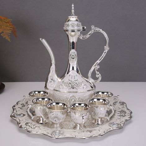 Ensemble de verres à vin à pied en alliage blanc argenté (Baijiu) (1/3)
