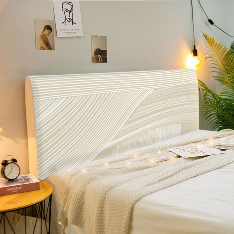 Housse Tete de Lit Extensible,Simple Moderne Housse de Protection Tête de Lit,Housse Tete de Lit Doux,Housse de Tête de Lit Lavable pour Lits Simples Doubles King Size (160cm,Lignes) (1/4)