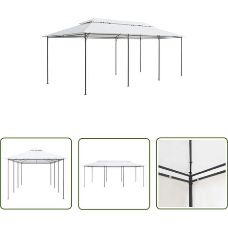 The Living Store Belvédère 600x298x270 cm Blanc 180 g/m² - Tente De Réception - Gazebo - Auvent - Parasol - Structure Extérieure (1/5)