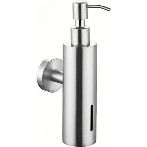 Runder, wandmontierter Seifenspender von Zilimontt aus verchromtem Edelstahl: elegantes Design für Bad, Küche und Inneneinrichtung. Einfache Wandmontage (silber). – AquaForge (1/5)
