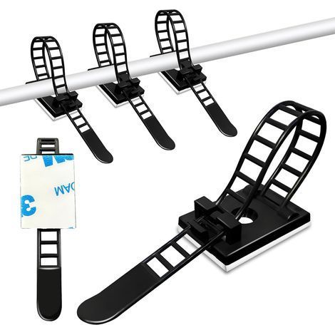 (Noir)50 Pièces Clip Cable Adhesif avec Vis Clips de Gestion des Câbles et Serre, Attaches de Câble en Nylon Réglables pour Le Bureau à Domicile, La Télévision, L'ordinateur (1/5)