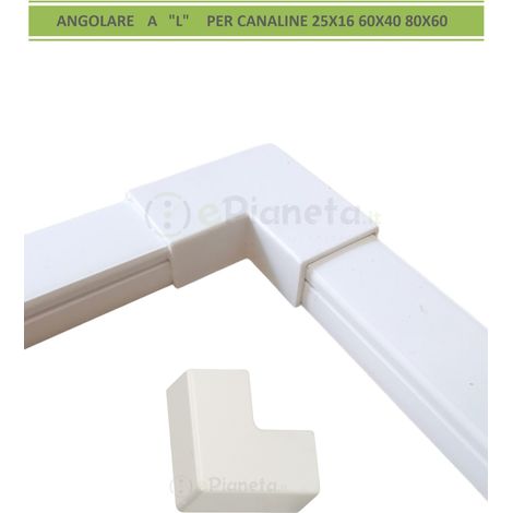 Angolare a L angolo per canaline elettriche passacavi coprifili bianco canalina 25x16 60x40 80x60 25x16 (1/2)