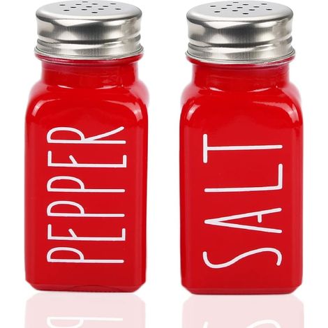 Salt And Pepper Shakers - Glass Body With Stainless Steel Lid - Farmhouse Style Kitchen Table Set - For Home Dining Or Restaurant Use - 2 Pieces (1/5)