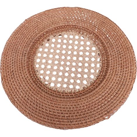 Rundes, handgewebtes Platzset aus Rattan, wärmeisolierende Untersetzerplatte für Esstisch, Bürodekoration. (1/5)