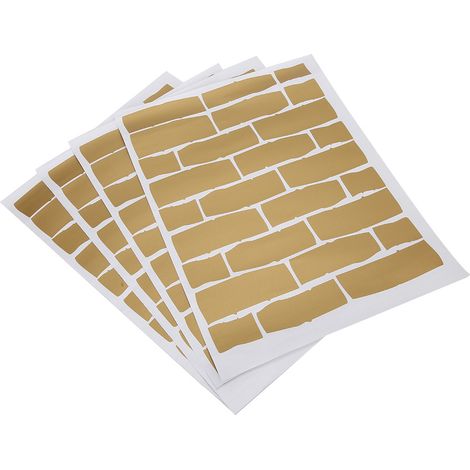 Lot de 4 stickers muraux innovants en PVC, motif brique, pour la décoration de la chambre et du salon (dorés). (1/5)
