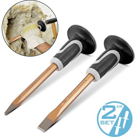 STAHLWERK scalpello piatto/scalpello a punta set di 2 scalpelli a mano dorati da 300 mm