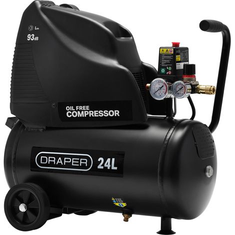 Draper Oil-Free 24-Litre Direct Drive Air Compressor – 1.1kW (1.5hp), Portable, Model 24978 (1/5)