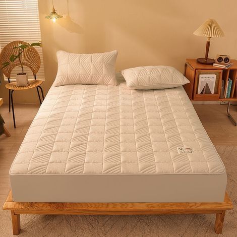 – Surmatelas 120x200 cm en mousse à mémoire de forme – Fibre rafraîchissante – Épaisseur 10-25 cm – Ajustement sécurisé sur matelas (1/5)