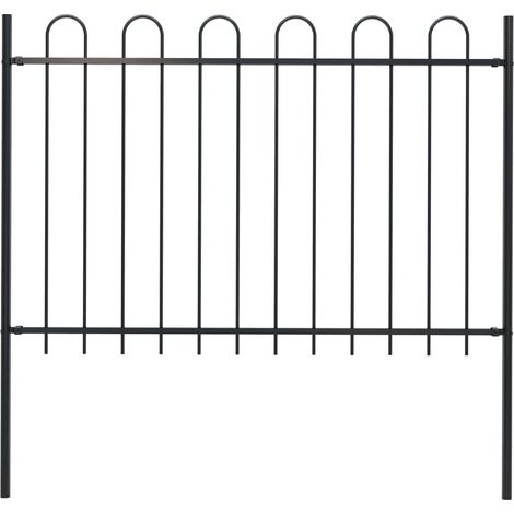 Clôture de jardin avec dessus en cerceau Acier 1,7 m Noir 5 (1/5)