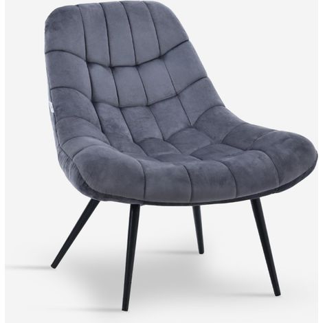 Poltrona salotto in velluto stile moderno seduta larga imbottita Ohio - Grigio Scuro