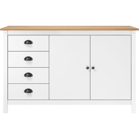 Maison Exclusive - Credenza Hill Bianca 130x40x80 cm in Legno Massello di Pino