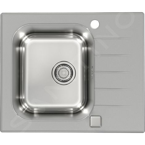 Alveus Altone - Évier 600x500 mm, avec commande de vidage, verre gris / inox 1130526 (1/2)