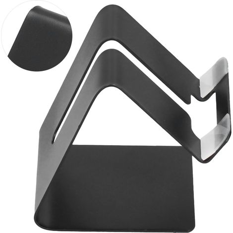 Support téléphone et tablette en aluminium noir, base métallique, support paresseux pour bureau (1/5)