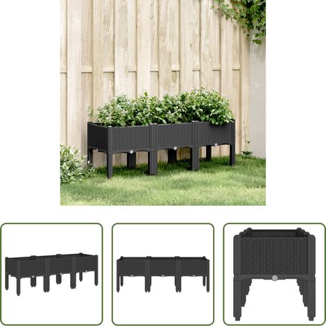 Garten - Pflanzkasten mit Beinen Schwarz 120x40x42 cm PP (1/5)
