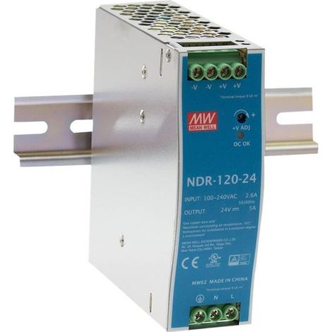 Mean Well NDR-120-24 Alimentatore per guida DIN 24 V/DC 5 A 120 W Num. uscite:1 x Contenuto 1 pz.