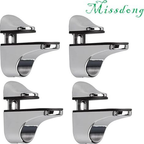 Adjustable Glass Shelf Brackets, 4 Pcs Glass Shelf Supports, Wall Mount Glass Clamps, Glass Shelf Supports, for Glass Shelves (1/5)