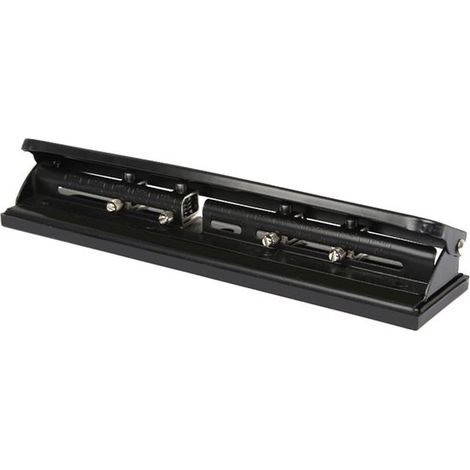 Perforatrice manuale a 4 fori, diametro foro 6 mm, profondità di alimentazione carta 12 mm, fino a 10 fogli, colore nero, dimensioni 29 × 6,5 × 5 cm, materiale: plastica e metallo. (1/5)