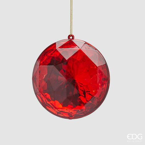 EDG Enzo De Gasperi Decoro Diamante Rotondo di Natale da Appendere D 10 Cm L 4,5 Cm Pp Red