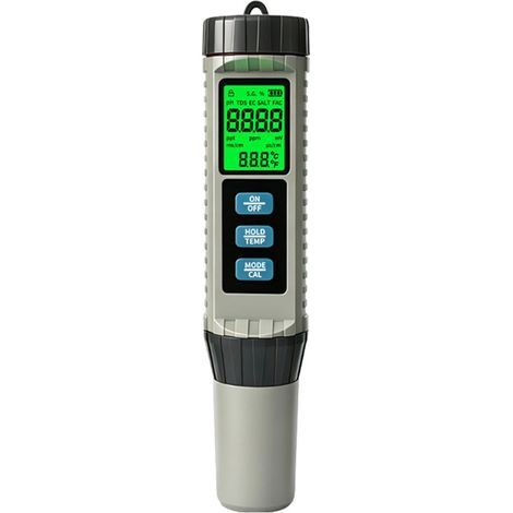 pH-mètre numérique - chloromètre, testeur d'eau pour piscine, grand écran, 8 mesures de pH, sel, chlore, ORP, EC, TDS, CL, température, haute précisio (1/5)