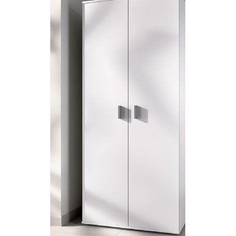 Pegane – Armoire penderie 2 portes blanche – H 190 x L 61 x P 35 cm – Panneaux de particules mélaminés – Montage facile avec instructions (1/2)