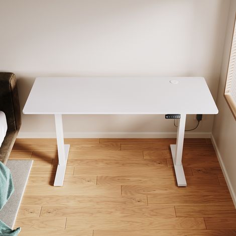 ELEGANT Standing Desk 160 x 60cm, Sit-Stand Convertible, Quick Height Adjustment 70-115cm, Memory Function, White