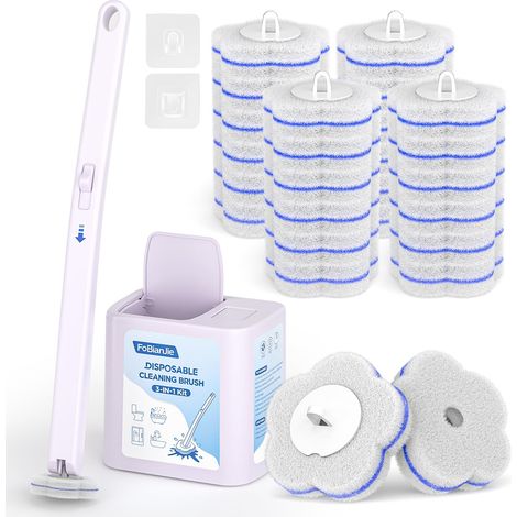 Brosse WC jetable avec 24 recharges de nettoyant, brosse WC, nettoyant pour nettoyage de salle de bain, lavabo, baignoire, sol (1/5)