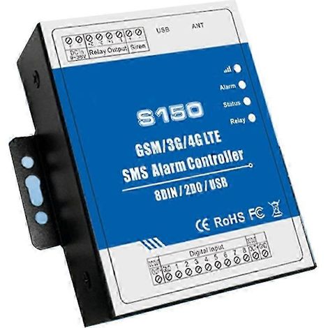 Contrôleur d'alarme SMS GSM 2G RTU S150 8DIN avec 2 relais, système de surveillance IoT industriel et version 2G intégrée