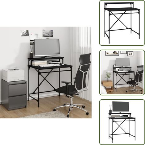 The Living Store Bureau noir 80x50x90 cm bois d'ingénierie et fer - Bureau noir