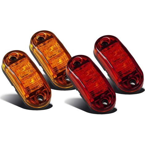 4 Feux de Gabarit pour Remorque, 12 / 24v Rouge/Jaune Feux de Position Latéraux LED, Feux de Position Latéraux Arrière, Feu de Gabarit pour Remorques, Camions, Fourgonnettes (1/5)