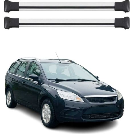 OMAC Barres de toit en aluminium pour Ford Focus II Break 2008-2010 FL – Charge max 75 kg – 2 barres Argent (1/5)
